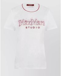 Max Mara - Cotton Jersey Logo T Shirt Contrast Trim - Lyst