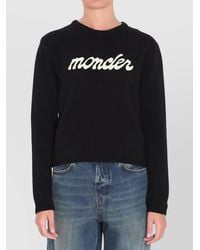 Moncler - Virgin Wool Cashmere Cropped Regular-Fit Logo-Embroidered Sweater - Lyst