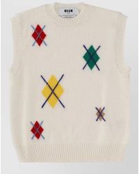 MSGM - Sleeveless Argyle Pattern Top With Ribbed Hem - Lyst