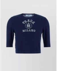 Prada - Cashmere Sweater With 3/4 Sleeves And Crew Neck - Lyst