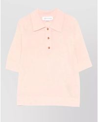 Victoria Beckham - Fine Knit Short Sleeve Polo Top - Lyst