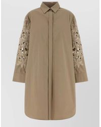 Agnona - Poplin Shirt Dress Collared Floral Sleeves Longline - Lyst