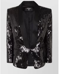 Balmain - Glitter Satin V-Neck Blazer - Lyst