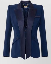 Elisabetta Franchi - Blazer Satin Lapel Button Detail Tailored Fit - Lyst