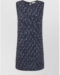 P.A.R.O.S.H. - Dress Embroidered Sequins Sleeveless Textured Round Neck - Lyst