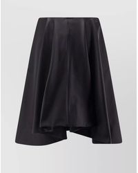 McQueen - Silk Blend High-Rise Asymmetric Ruched Flared Midi Skirt - Lyst