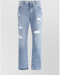 Dolce & Gabbana - Destroyed Denim Straight-Leg Jeans - Lyst