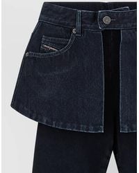 DIESEL - Denim High-Rise Skinny Flared Mini Skirt Jeans - Lyst