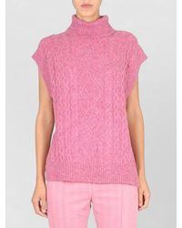 Baum und Pferdgarten - Cilina Cable Knit Sleeveless Turtleneck Top - Lyst