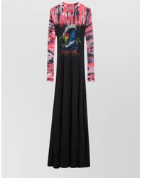 Balenciaga - Crew Neck Floor Length Graphic Print Dress - Lyst