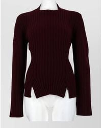 Victoria Beckham - Long Sleeve High Neck Ribbed Knit - Lyst