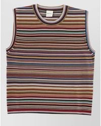 Paul Smith - Crew Neck Sleeveless Striped Knit Top - Lyst