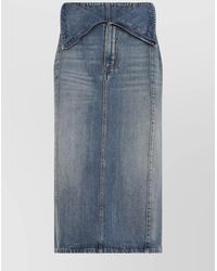 McQueen - Denim High-Rise Midi Straight Skirt - Lyst