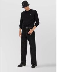 Dolce & Gabbana - Distressed Denim Trousers With Belt Loops And Contrast Stitching - Lyst