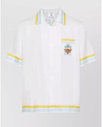 CASABLANCA - Tennis Landscape Cuban Collar Silk Shirt - Lyst