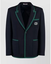 Valentino - Wool Blazer With Lapel Collar And Front Pockets - Lyst