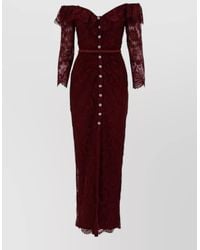 Self-Portrait - Lace Long Dress Jewel Buttons Design - Lyst