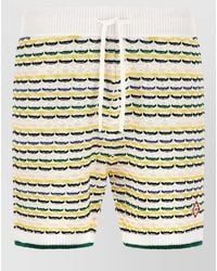 CASABLANCA - Tuck Stitch Bermuda Shorts Ribbed Hem Design - Lyst