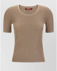 Max Mara - Metallic Fine-Ribbed Short-Sleeve T-Shirt - Lyst