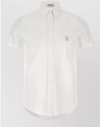 Brunello Cucinelli - Short Sleeve Shirt Logo Detail Pocket - Lyst