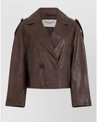 Weekend by Maxmara - Leather Double-Breasted Short Jacket - Lyst