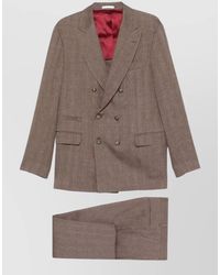 Brunello Cucinelli - Linen And Virgin Wool Chevron Double-Breasted Suit - Lyst