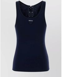 Prada - Lace-Up Detail Tank Top - Lyst