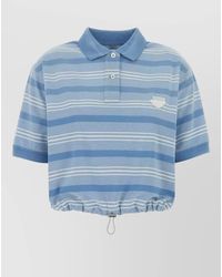 Prada - Piquet Polo Shirt Striped Drawstring Hem - Lyst