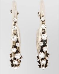 McQueen - Pave Hoop Earrings Crystal Metallic Finish - Lyst
