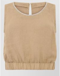 120% Lino - Linen Sleeveless Rhinestone-Embellished Cropped Top - Lyst