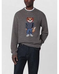 Maison Kitsuné - Sweater Featuring Animal Motif And Ribbing - Lyst