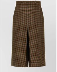 Saint Laurent - Wool Checked Mid-Rise Wide-Leg Midi Culottes - Lyst