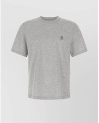 Brunello Cucinelli - Printed Logo Crew Neck Short Sleeve Top - Lyst