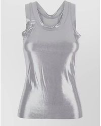 Norma Kamali - Metallic Racerback Sleeveless Scoop Neck Top - Lyst