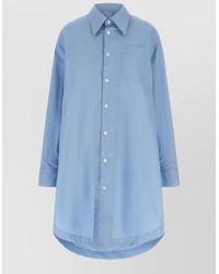 Ami Paris - Cotton Long-Sleeve Asymmetric Midi Shirt Dress - Lyst