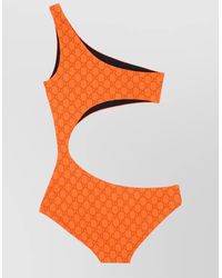 Gucci - Gg One Shoulder Cut Out Swimsuit - Lyst