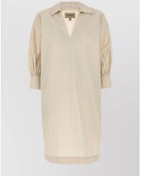 Woolrich - Cotton V-Neck Long-Sleeve Knee-Length Dress - Lyst