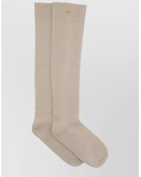 Ganni - Wool Socks Knee High Ribbed Cuff - Lyst