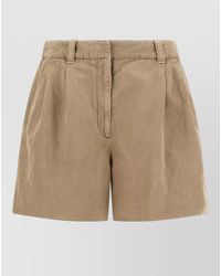 Brunello Cucinelli - Baggy Shorts Pleated Front Belt Loops Pockets - Lyst
