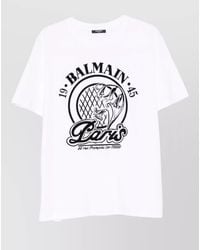 Balmain - Short Sleeve Crew Neck Graphic Shirt - Lyst