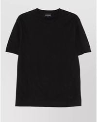 Emporio Armani - Cotton Crew Neck T Shirt Textured Fabric - Lyst