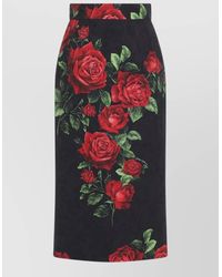 Dolce & Gabbana - Floral-Print High-Rise Midi Pencil Skirt - Lyst