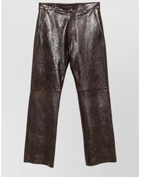 Emporio Armani - Leather Wide-Leg Trousers - Lyst