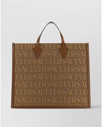 Versace - Leather Logo-Jacquard Tote Bag - Lyst