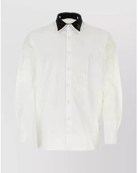 Prada - Cotton Poplin Shirt With Detachable Sequined Collar - Lyst