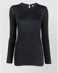 Brunello Cucinelli - Chain Collar Fitted Top With Long Sleeves - Lyst