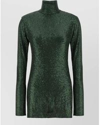 Norma Kamali - Sequin High-Neck Long-Sleeve Mini Dress - Lyst
