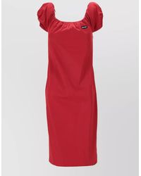 Miu Miu - Cotton Boat Neck Short-Sleeve Knee-Length Dress - Lyst