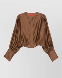Thelatest - Diana Crewneck Blouse Balloon Sleeves Shine - Lyst