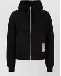 Burberry - Cotton Hooded Sweatshirt Ribbed Cuffs Hem - Lyst